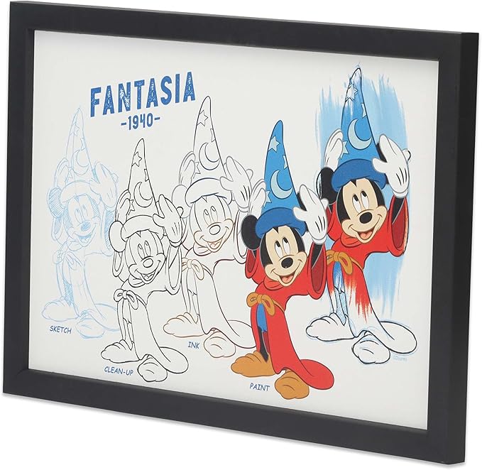 Disney Fantasia Framed Wood Wall Decor - Classic Mickey Mouse Wall Art for Home or Office