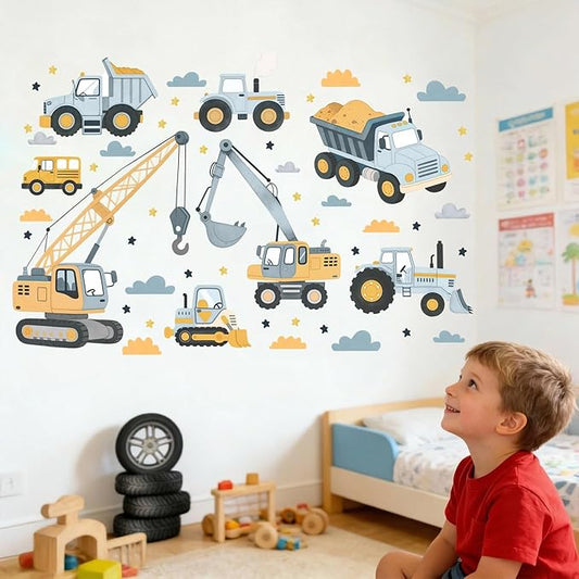 Car Themed Wall Decals for Boys: Peel and Stick Vinyl Wall Stickers for Bedroom Decor and Kids Room - Ages 1-12 Years