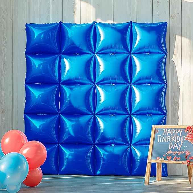 NISOCY 36PCS Blue Square Foil Balloons Wall Backdrop Double Sided Dark Blue Balloons Tunnel Arch Kit for Birthday Baby Shower Graduation Wedding Anniversary Party Decoration