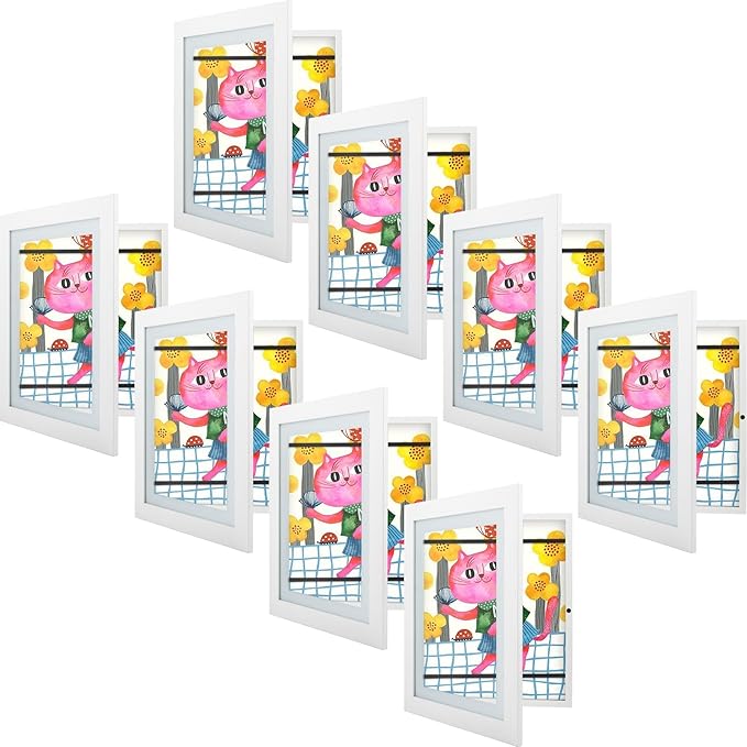 Golden State Art, 10x12.5 Kids Art Frames, Front-Opening Picture Frame Great for Kids Drawings, Artworks, Children Art Projects, Schoolwork, Home or Office (White, Set of 8)
