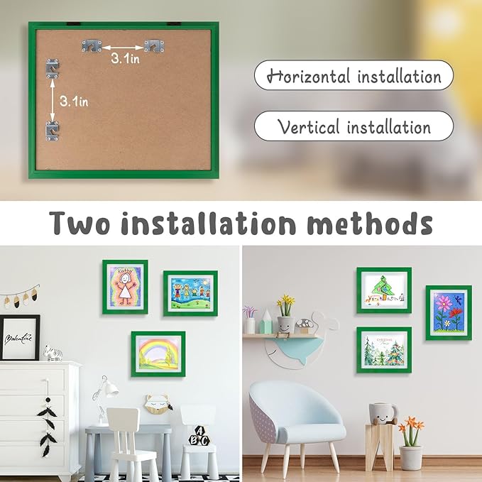 Golden State Art, 10x12.5 Kids Art Frames, Front-Opening Picture Frame Great for Kids Drawings, Artworks, Children Art Projects, Schoolwork, Home or Office (Green, Set of 2)