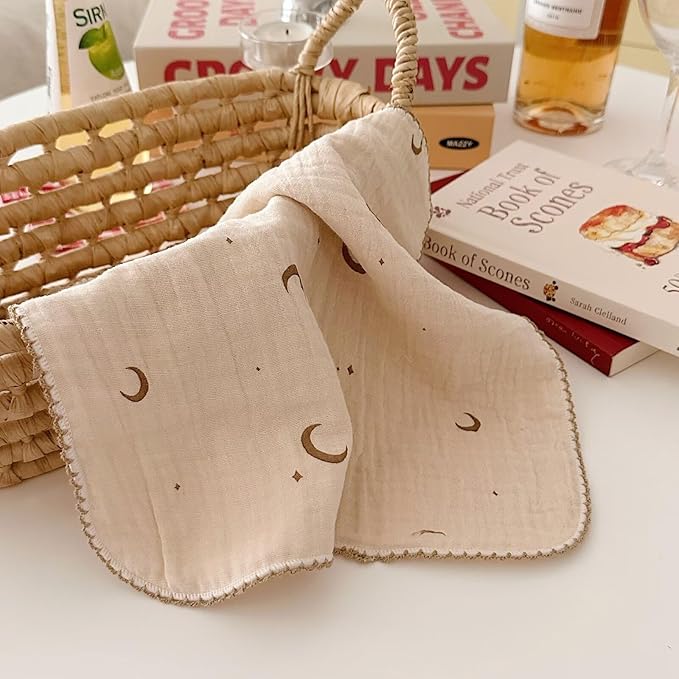 BuLuTu 4 Pack Stylish Dish Cloths Towels for Kitchen Soft Muslin Cotton Wash Cloths High Durability Absorbency Reusable Cleaning Towels with Cute Floral Print, 11x11 Inches