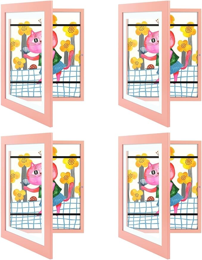 Golden State Art, 10x12.5 Kids Art Frames, Front-Opening Picture Frame Great for Kids Drawings, Artworks, Children Art Projects, Schoolwork, Home or Office (Pink Set of 4)