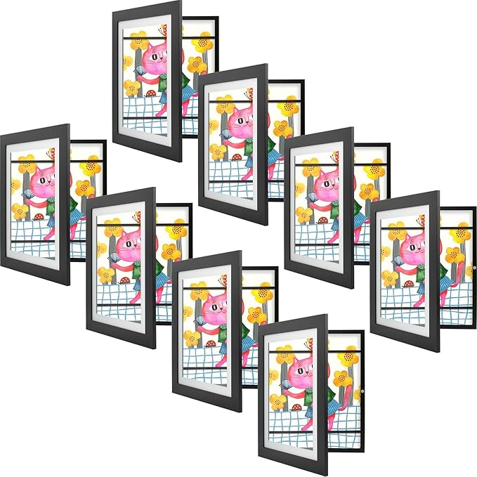 Golden State Art, 10x12.5 Kids Art Frames, Front-Opening Picture Frame Great for Kids Drawings, Artworks, Children Art Projects, Schoolwork, Home or Office (Black, Set of 8)