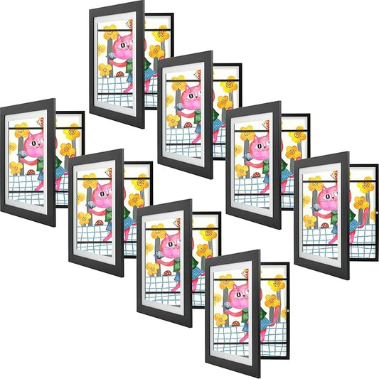 Golden State Art, 10x12.5 Kids Art Frames, Front-Opening Picture Frame Great for Kids Drawings, Artworks, Children Art Projects, Schoolwork, Home or Office (Black, Set of 8)
