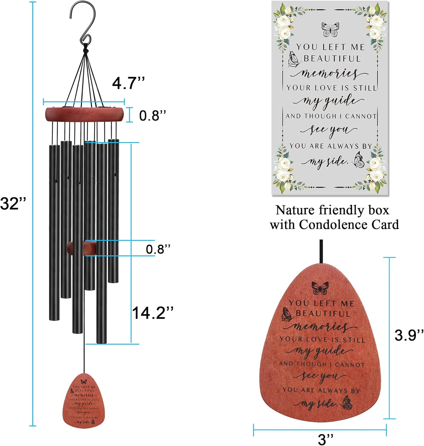 Memgift Sympathy Gifts for Loss of Loved One Memorial Wind Chimes Dad Mom Memorial Windchime Bereavement for Loss of Dad Mom Son Daughter Wind Chimes for Outside