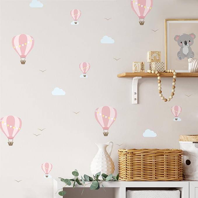 Hot Air Balloons - Easy-to-Apply & Removable Wall Stickers: Transform Your Toddlers Bedroom with Durable, Vibrant Peel-and-Stick Wall Decor – Stickers for Kids