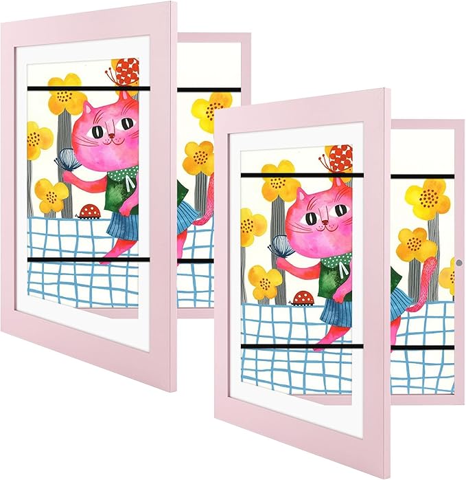 Golden State Art, 10x12.5 Kids Art Frames, Front-Opening Picture Frame Great for Kids Drawings, Artworks, Children Art Projects, Schoolwork, Home or Office (Light Pink, Set of 2)