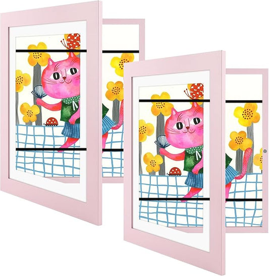 Golden State Art, 10x12.5 Kids Art Frames, Front-Opening Picture Frame Great for Kids Drawings, Artworks, Children Art Projects, Schoolwork, Home or Office (Light Pink, Set of 2)