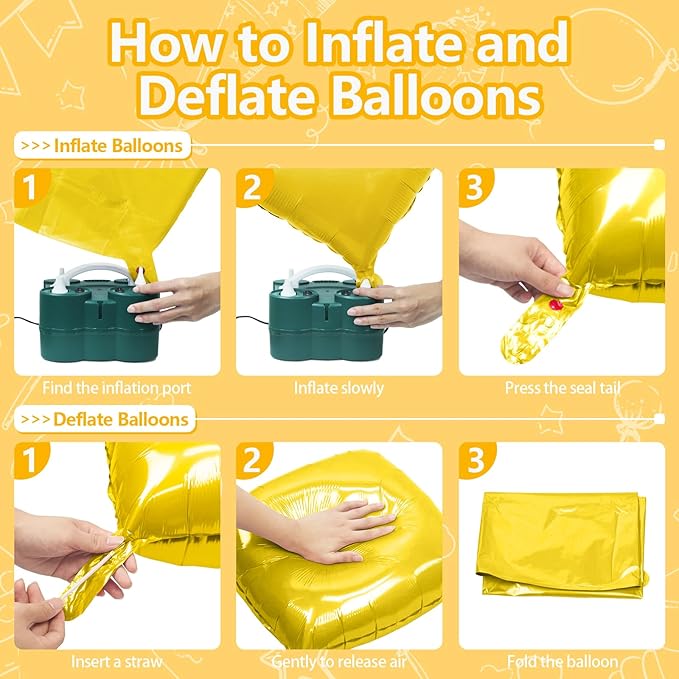 NISOCY 36PCS Pastel Yellow Square Foil Balloons Wall Backdrop Double Sided Yellow Balloons Tunnel Arch Kit for Baby Shower Birthday Wedding Sunflower Bee Theme Party Decoration