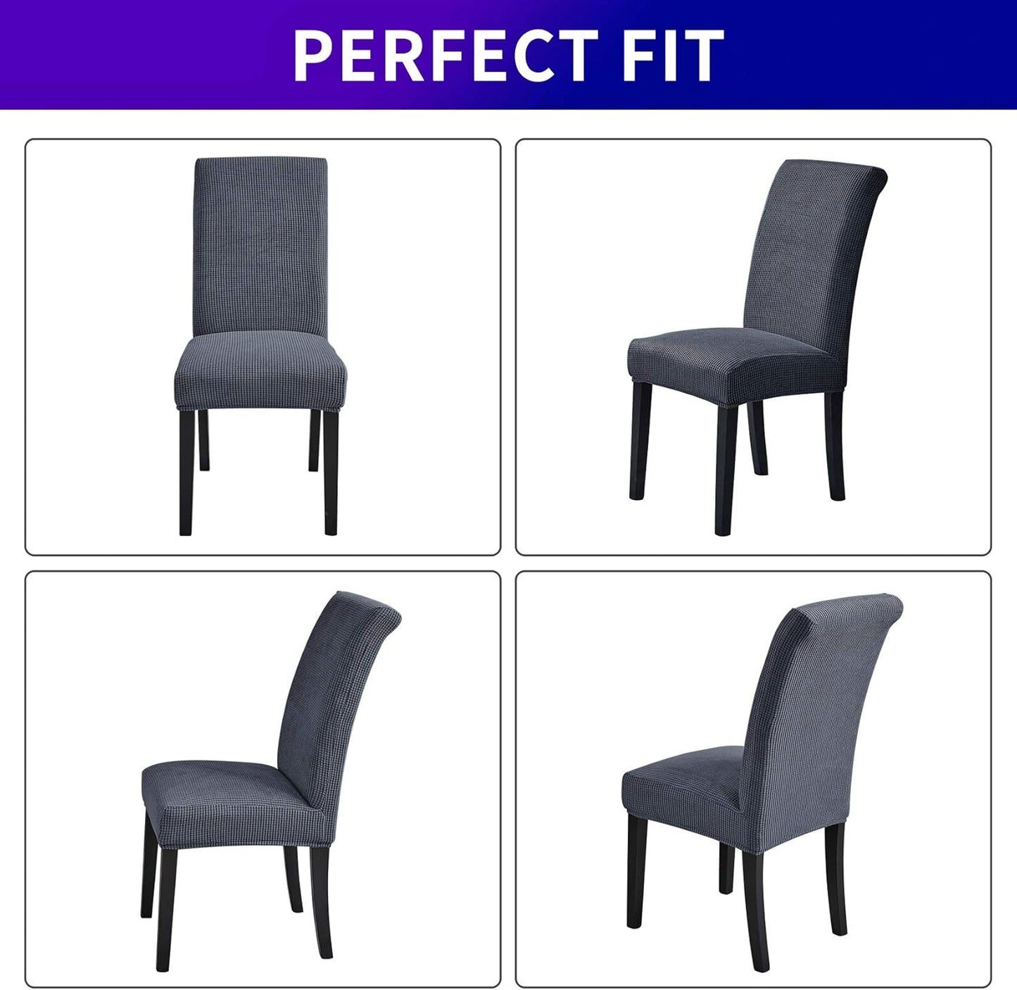 Howhic Stretch Chair Covers for Dining Room Set of 4, Removable Washable Dining Room Chair Covers, Dining Chair Slipcovers Seat Protector, Great Home Decor and Banquet Upholstery (Gray, 4 Pack)