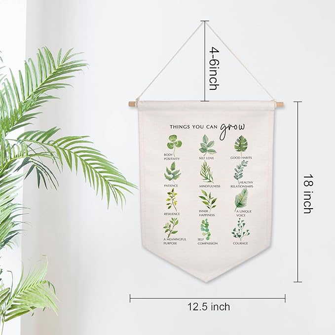 Things You Can Grow Wall Hanging Banners, Self Growth, Mental Health Poster, Mindfulness Therapy Counseling Office Decor Therapist, Pennant Style Banners, Office Wall Hanging Banner Decor