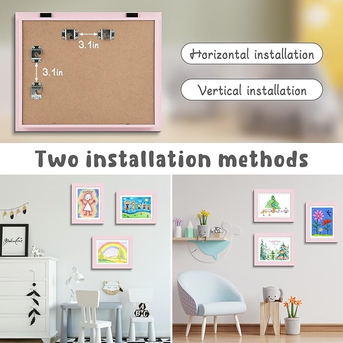 Golden State Art, 10x12.5 Kids Art Frames, Front-Opening Picture Frame Great for Kids Drawings, Artworks, Children Art Projects, Schoolwork, Home or Office (Light Pink, Set of 8)