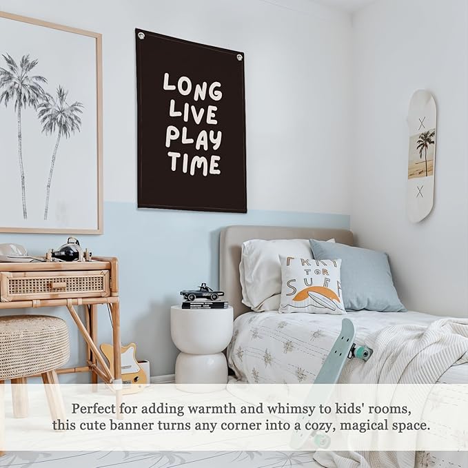Playroom Decor,Play Room Wall Decor, Long Live Playtime Linen Banner,Baby Nursery Decor Wall Hanging Flag for Bedroom Playroom Classroom Kids Rroom 18x25 Inch