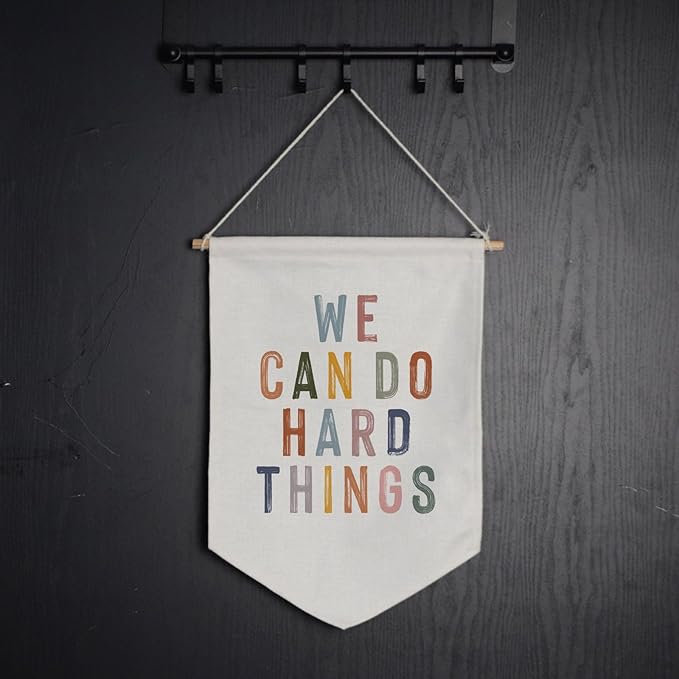 We Can Do Hard Things Hanging Banner, Boho Positive Affirmation, Boho Classroom Decor, Classroom Wall Decor, Positive Classroom Hanging Banner, Growth Mindset, Education, Playroom Flag