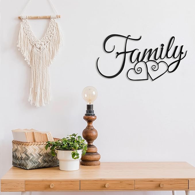 Ferraycle Metal Family Wall Decor Art Rustic Hanging Decoration Sign Family Signs Home Wall Decor for Living Room Bedroom Dining Room Kitchen(Black)