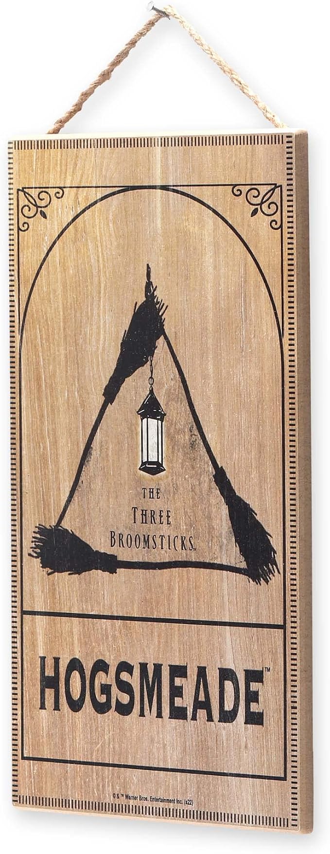 Harry Potter Hogsmeade Hanging Wood Wall Decor With Three Broomsticks Symbol - Fun Harry Potter Sign for Movie Room or Bedroom