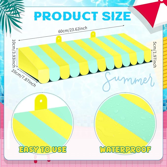 Boao 4 Pack Circus Awning Decoration 3D Pastel Stripe Cardboard Awning Colorful Carnival Wall Decor Pastel Party Favors for Lemonade Stand Bakery Ice Cream Truck Birthday Bachelorette Party