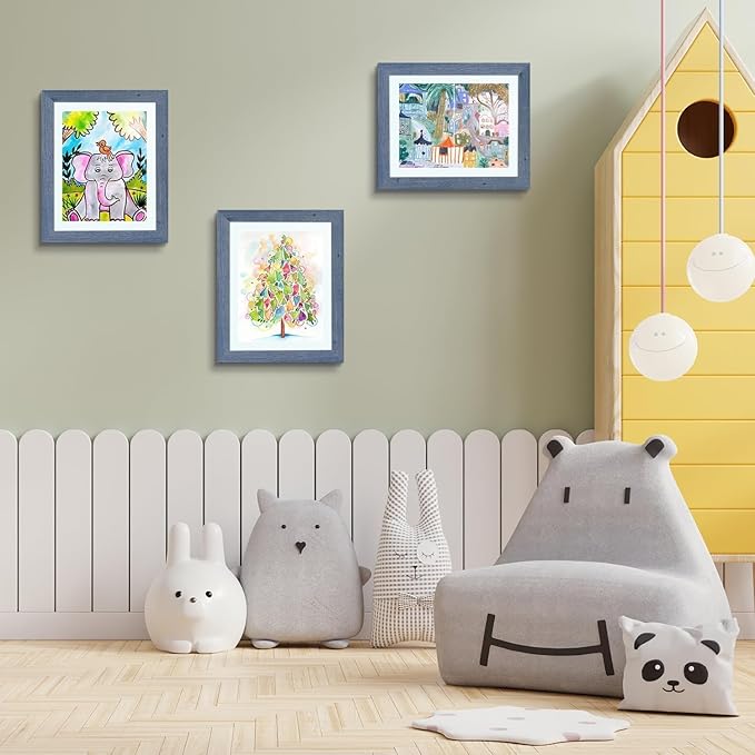 Golden State Art, 10x12.5 Kids Art Frames, Front-Opening Picture Frame Great for Kids Drawings, Artworks, Children Art Projects, Schoolwork, Home or Office (Navy Blue Set of 2)