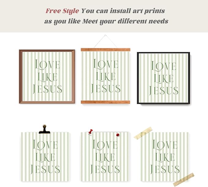LARTSFRO Coquette Sage Green Bow Jesus Wall Art Decor Posters, Green Bow Christian Room Bedroom Bathroom Wall Art Decor Aesthetic for Teen Girls Gifts, Inspirational Bible Verses Bow Wall Decor, 10x10 Inch Set of 4 Bow Pictures(UNFRAMED)