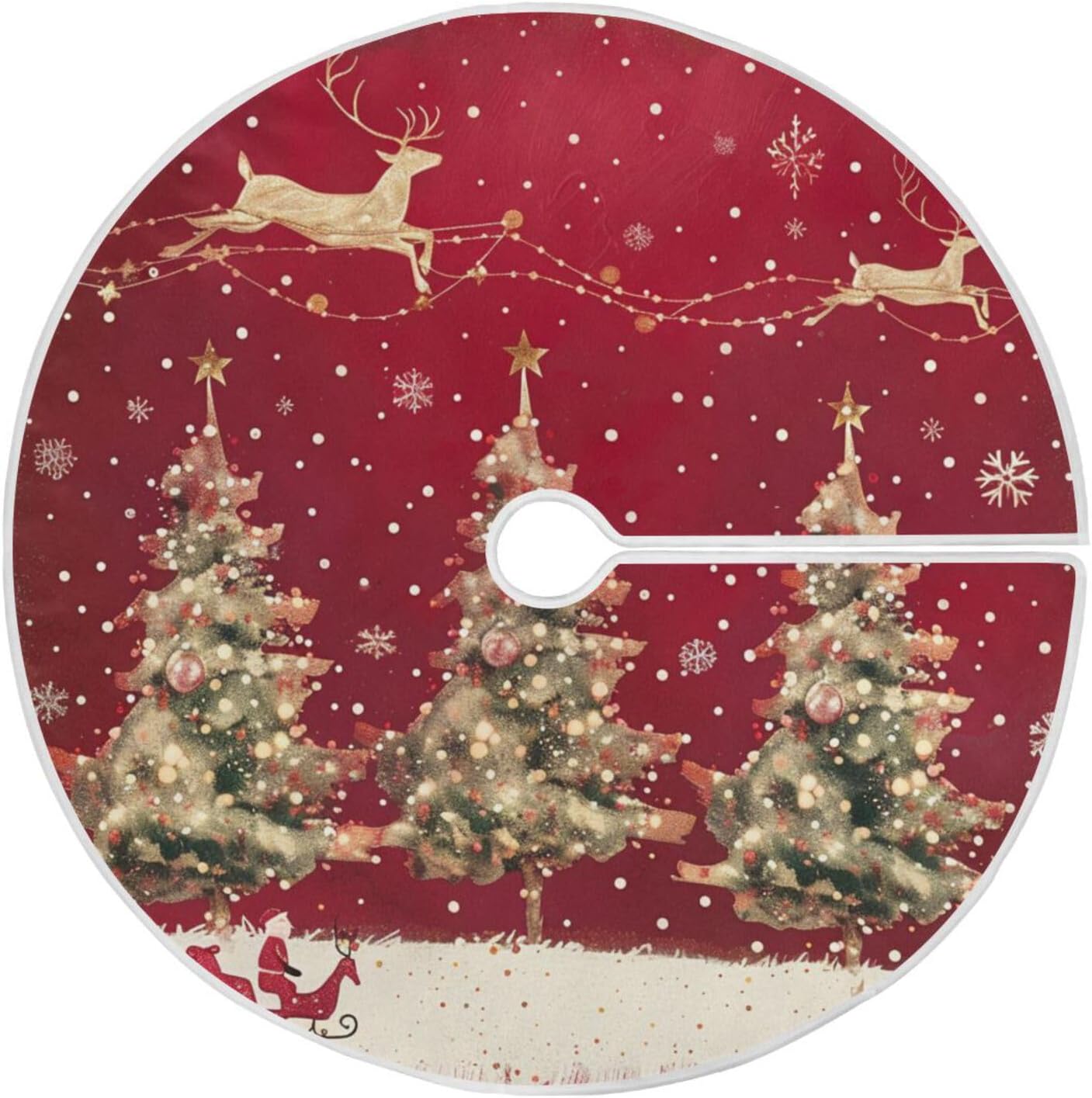 Christmas Tree Skirt, 36 Inch Christmas Trees Reindeer Xmas Tree Skirt for Christmas New Year Party Decorations Christmas Tree Mat