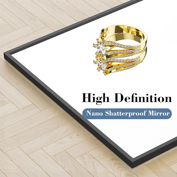 DUMOS Full Length Mirror with Stand, 68"x26" Floor Mirror with Aluminum Alloy Frame for Bedroom, Standing Full Body Mirror with Shatter-proorf Nano Glass for Wall, Living Room, Cloakroom, Black