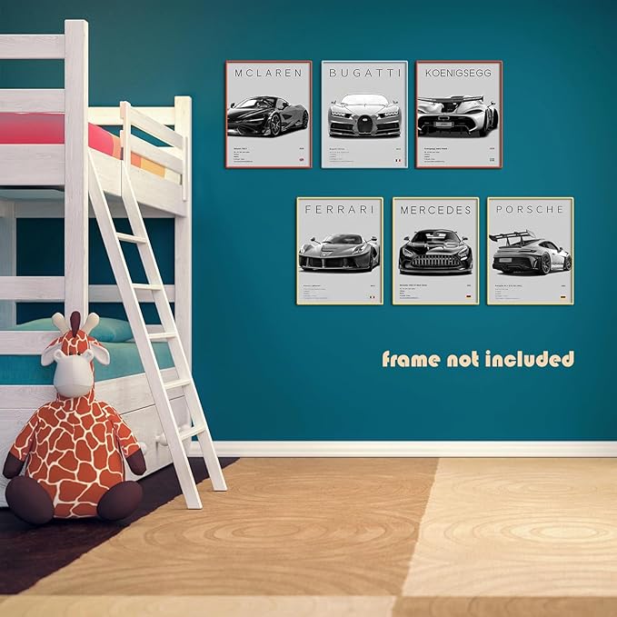 CSLGQGV Car Posters Vintage Racing Car Wall Art Supercar Canvas Prints Painting For Men Room Pictures Guys Dorm Room Aesthetics Decor Bedroom Office (Unframed,8×10inch,9pcs)