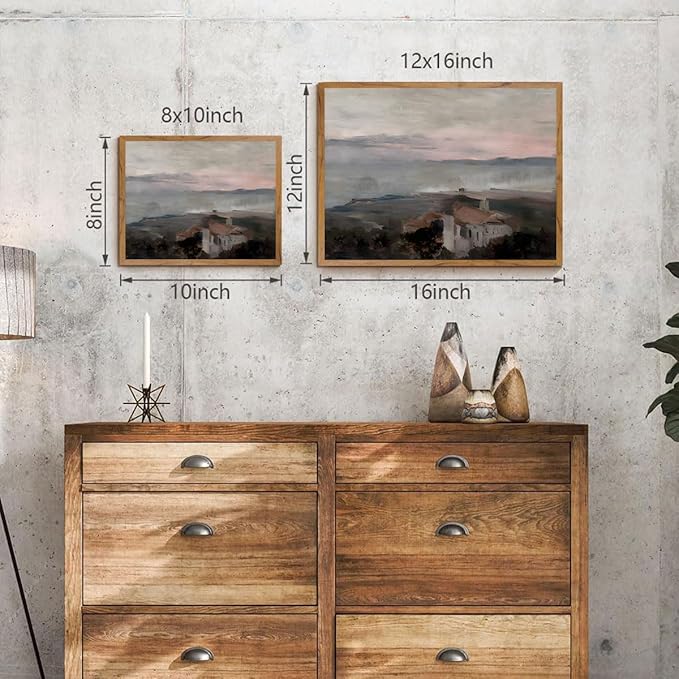 OIQArtOIQ Vintage Landscape Canvas Wall Art Framed Natural Scenery Painting Artwork Prints France Country Wilderness Farmhouse Decor Pictures Kitchen Bedroom Living Room Bathroom