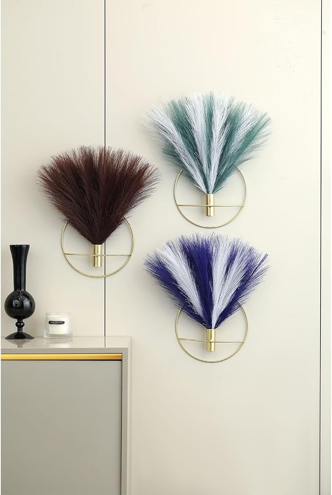 Pretty Jolly Boho Wall Decor Pampas, Wall-Mounted Metal Wall Art, Hanging Artificial Plant, Wall Decor for Living Room, Bedroom, Bathroom, Office, Dorm, Modern wall Decor|2 Pack
