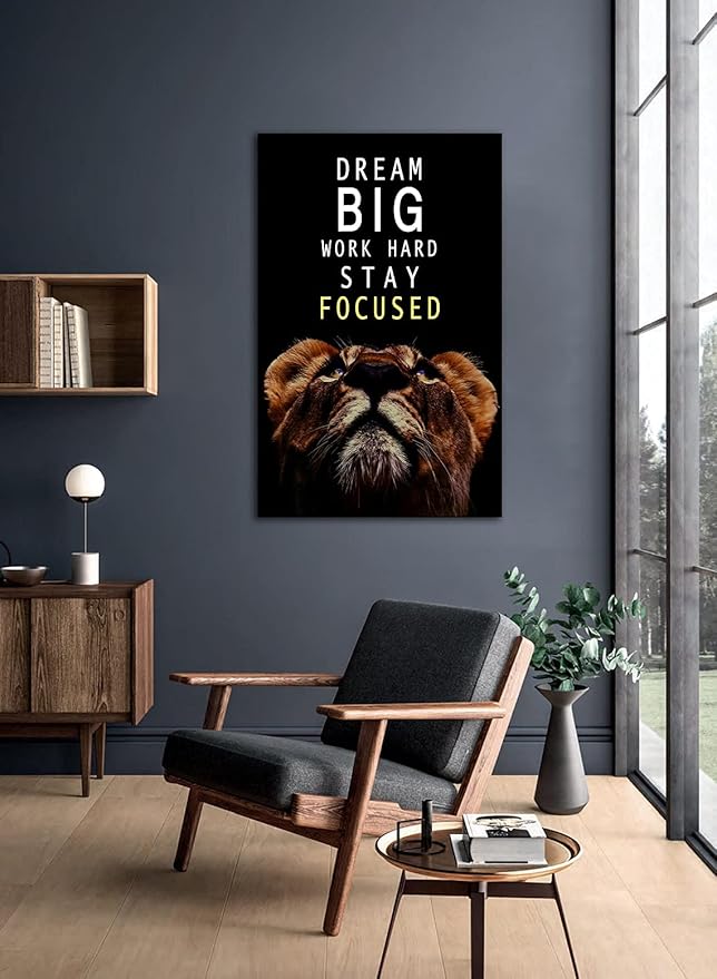 AMART SUN Dream Big and Work Hard • Motivational Print Canvas Wall Art • Inspirational Poster Artwork Modern Home Decor For Home,Office,Gym,Classroom Wall Decor Framed Ready to Hang
