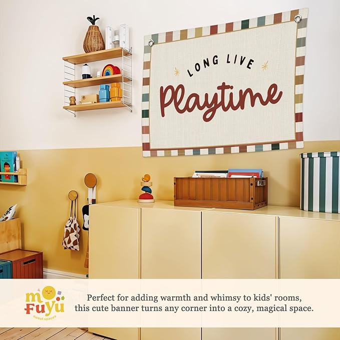 Playroom Wall Decor,Long Live Playtime Linen Canvas Banner,Playroom Decor Kids Room Nursery with Star Pattern Wall Decor for Toddler Boys Toy Room Bedroom,30x20 Inch
