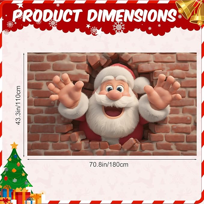 Merry Christmas Backdrop 71x43Inch Christmas Banner Santa Claus Xmas Party Theme Decorations Party Decor, Christmas Photo Backdrop