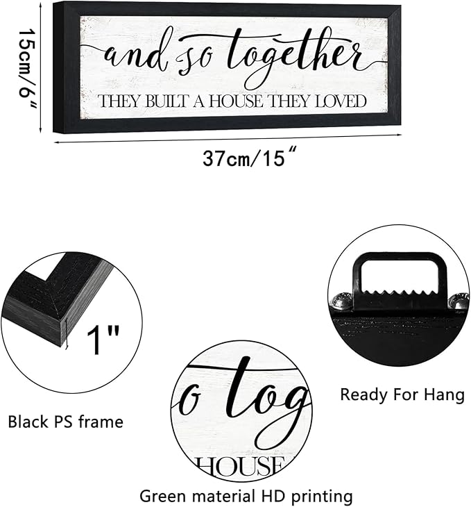 House Warming For New Home Decor Sign: And So Together They Built A House They Loved, Modern Farmhouse Wall Decor, Rustic Home Decor Wall Art Family Love Signs, Bedroom Decor For Couples Sweet Decorations