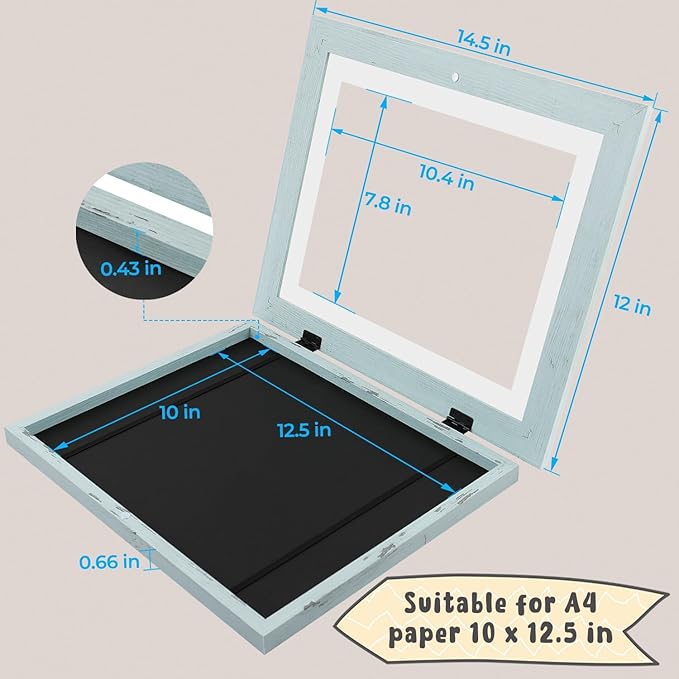 Golden State Art, 10x12.5 Kids Art Frames, Front-Opening Picture Frame Great for Kids Drawings, Artworks, Children Art Projects, Schoolwork, Home or Office (Teal Blue, Set of 8)