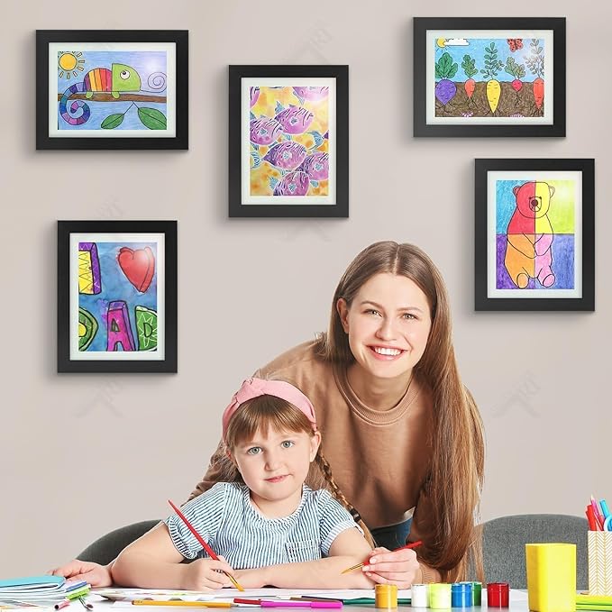 Golden State Art, 9x12 Kids Art Frames, Front-Opening Picture Frame Great for Kids Drawings, Artworks, Children Art Projects, Schoolwork, Home or Office (Black, Set of 2)