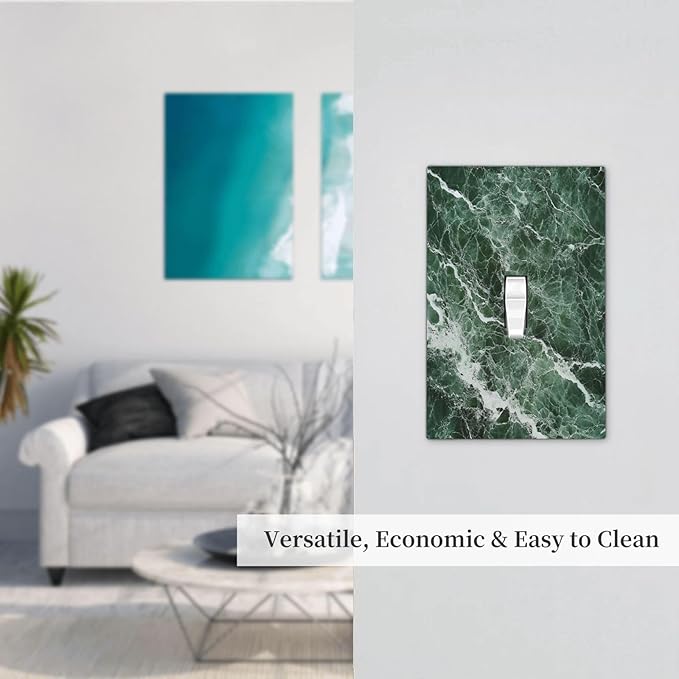 Decorative Light Switch Cover Forest Marble Dark Green With White Vein 1 Gang Single Toggle Device Electrical Faceplate Switchplates Decorator Outlet Wall Plate For Bathroom Kitchen Decor
