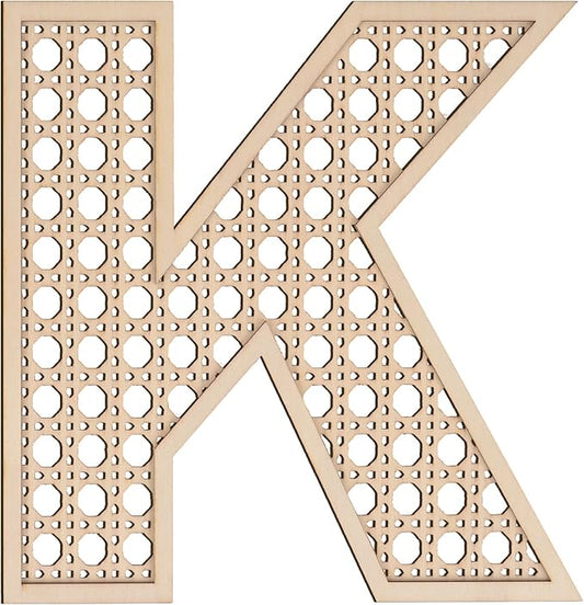 She Love Large Boho Wooden Rattan Letters 12 inch for Nursery Decor Wood Letter K Wall Decors for Baby Girl Boy Bedroom Home Rustic Name Sign Birthday Wedding Decorative letters