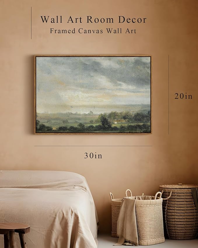 InSimSea Framed Canvas Wall Art, Vintage Decor, Modern Farmhouse, Cottagecore Bedroom Kitchen Bathroom Decor, Large Wall Prints, 20"x30"