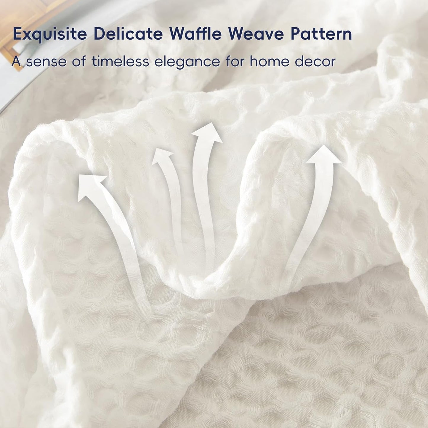 PHF Ultra Soft Waffle Weave Blanket Twin Size 66"x 90"- Washed Lightweight Breathable Cozy Woven Blanket for Bed - Aesthetic Decor for Couch Bedding Sofa Home Car - Coconut White