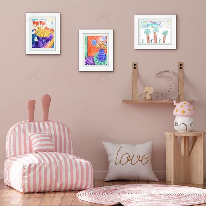 Golden State Art, 8.5x11 Kids Art Frames, Front-Opening Picture Frame Great for Kids Drawings, Artworks, Children Art Projects, Schoolwork, Home or Office (White, Set of 8)