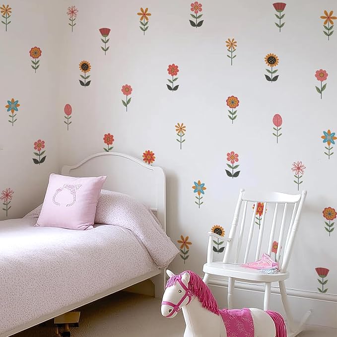 QUCHENG Nursery Wall Stickers Boho Kids Room Decor Girls Bedroom Removable Wall Decals Vinyl Murals DIY Cute Decorations 6 Sheets