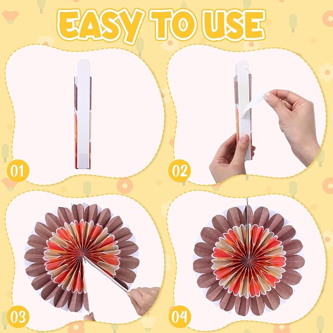 Outus Flower Hanging Decorations Fall Paper Fans Classroom Ceiling Wall Decor Colorful Bloom Paper Fan for Wedding Birthday Birthday Party Supplies(9 Pcs,Spring Daisy)