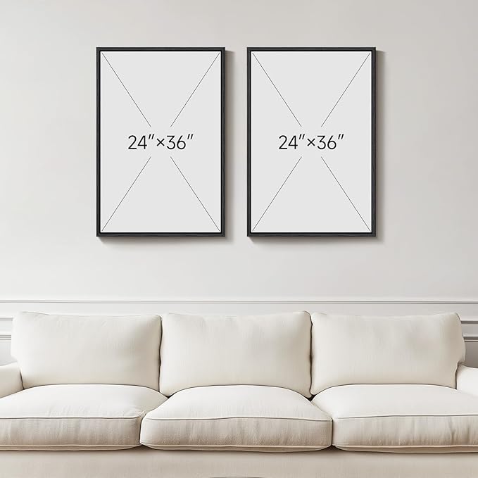 Large Framed Neutral Abstract Wall Art, 2 Piece Modern Canvas Prints Paintings, Beige Gold Abstract Pictures for Living Room Hallway Dining Room Bedroom Office Wall Decor 24x36 In