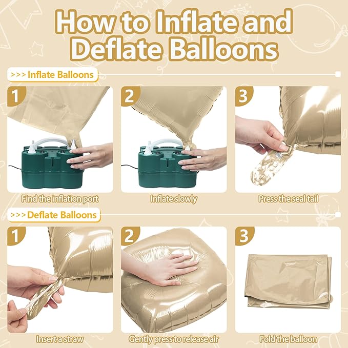 NISOCY 25PCS Beige Square Foil Balloons Wall Backdrop Double Sided Sand White Balloon Arch Kit for Birthday Baby Bridal Shower Wedding Engagement Gender Reveal Party Decoration