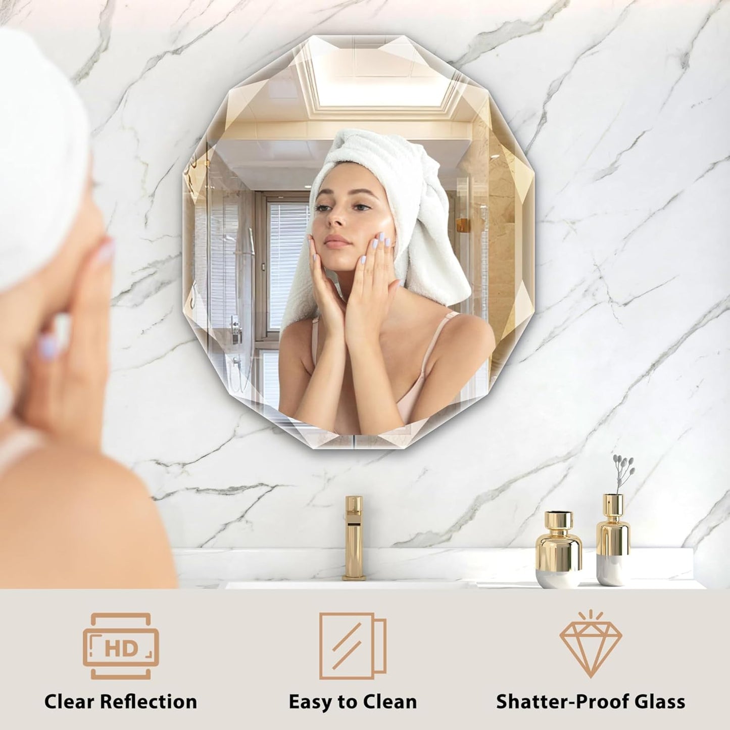 Bathroom Mirrors for Over Sink, Round Frameless Mirrors for Wall, 24x28 Inch Beveled Bathroom Mirror, Bathroom Vanity Circle Mirror for Bedroom Living Room Entryway Home Decor