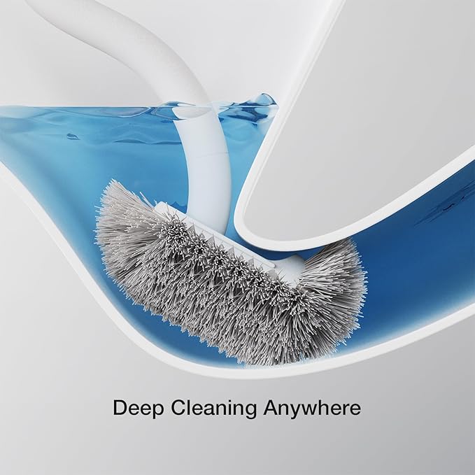 Toilet Cleaner Brush, Diveotree Toilet Brush and Holder for Dead Corner Cleaning, Wall Mounted Toilet Bowl Brush for Bathroom Decor, Toilet Scrubber Brush for Home/Hotel (White, 1pack)