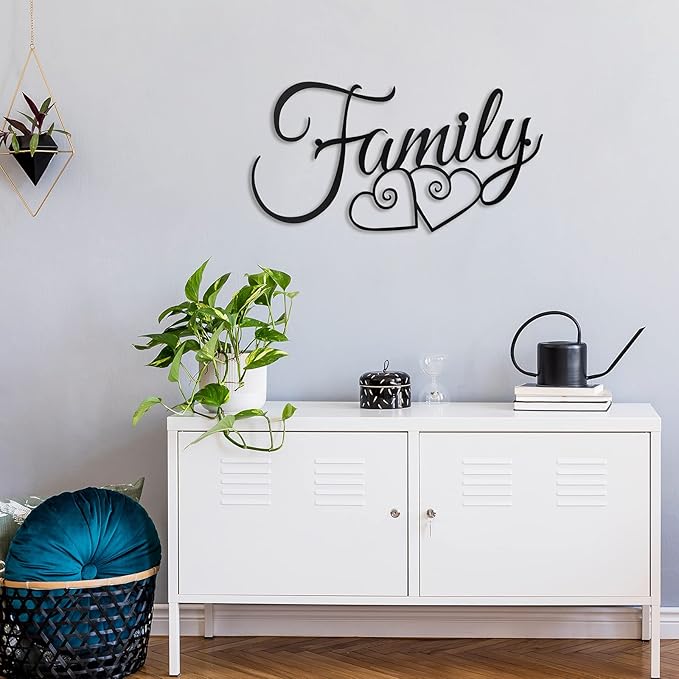 Ferraycle Metal Family Wall Decor Art Rustic Hanging Decoration Sign Family Signs Home Wall Decor for Living Room Bedroom Dining Room Kitchen(Black)