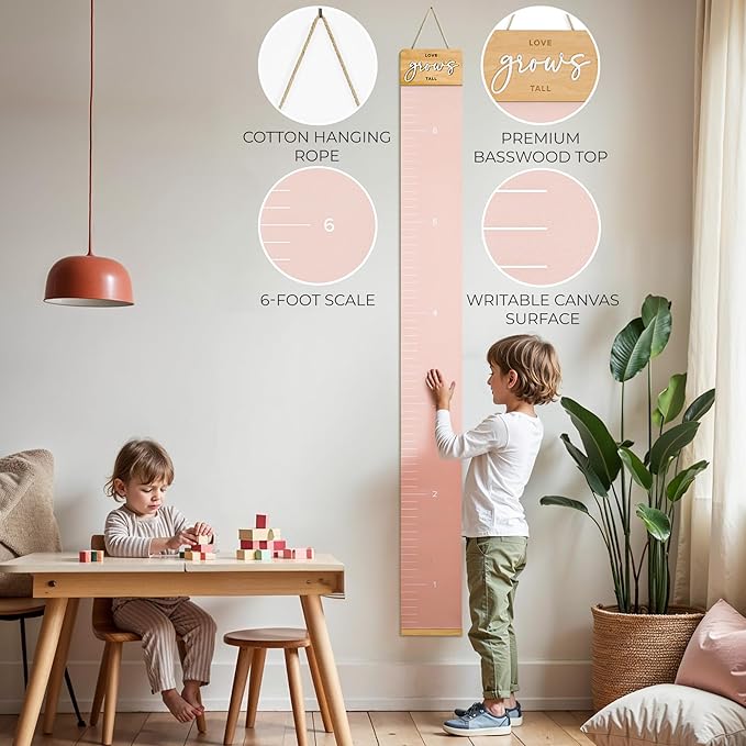 Beautiful Growth Chart for Wall - Cute Height Chart to Easily Track Your Kids' Growth and Milestones - Essential Baby and Toddler Playroom Decor That is Great for Gifting and Creates Lasting Memories