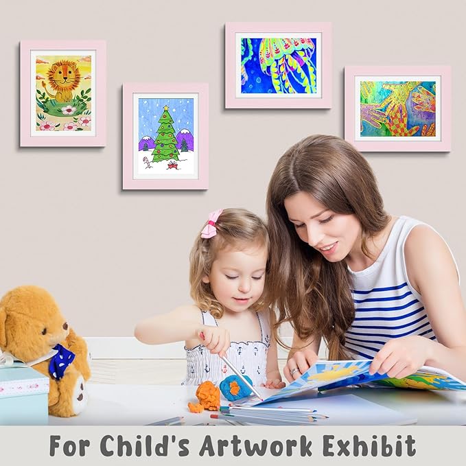 Golden State Art, 10x12.5 Kids Art Frames, Front-Opening Picture Frame Great for Kids Drawings, Artworks, Children Art Projects, Schoolwork, Home or Office (Light Pink, Set of 2)