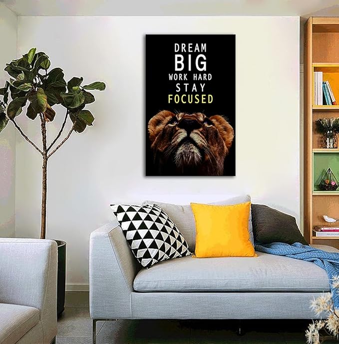 AMART SUN Dream Big and Work Hard • Motivational Print Canvas Wall Art • Inspirational Poster Artwork Modern Home Decor For Home,Office,Gym,Classroom Wall Decor Framed Ready to Hang